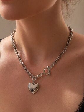 Silver Heart Toggle Necklace - Women Jewelry